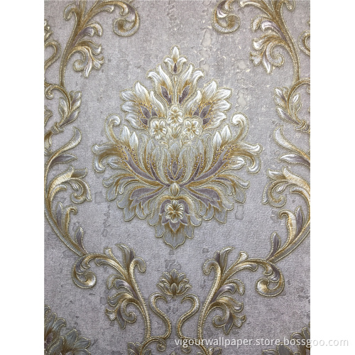 Damacus Flower PVC Wallpaper Designs Waterproof Wall Paper